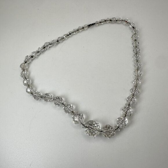 15" Vintage graduated rock crystal all strung on a sterling silver chain! - Picture 10 of 16